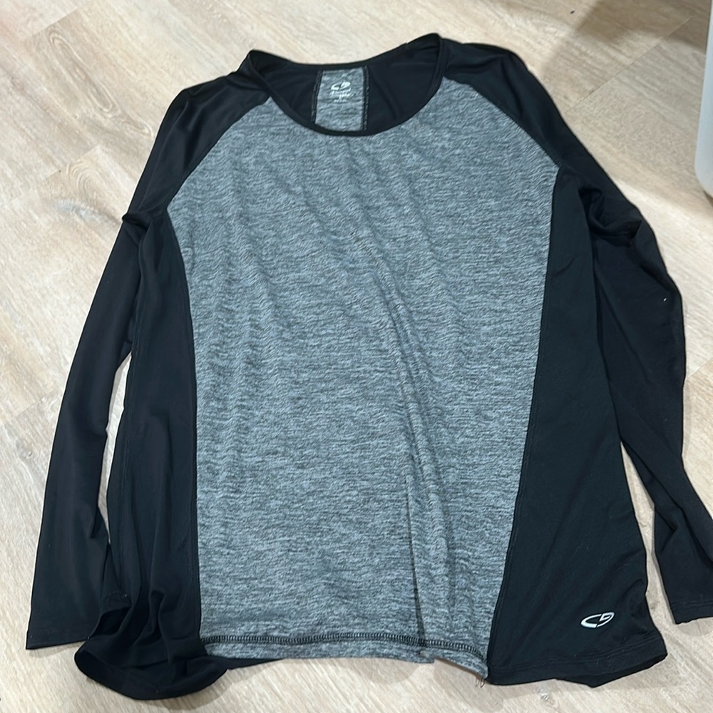 Women large Champion Women’s black Gray Long Sleeve active workout top shirt